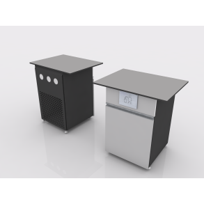 Underskab til kaffemaskine med integreret skraldespand og lge for tmning.